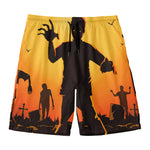 Halloween Walking Zombie Print Men's Swim Trunks