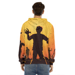 Halloween Walking Zombie Print Men's Velvet Pullover Hoodie
