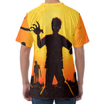Halloween Walking Zombie Print Men's Velvet T-Shirt
