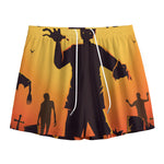 Halloween Walking Zombie Print Mesh Shorts