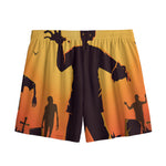 Halloween Walking Zombie Print Mesh Shorts