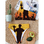 Halloween Walking Zombie Print One Shoulder Bikini Top