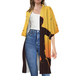 Halloween Walking Zombie Print Open Front Beach Cover Up