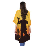 Halloween Walking Zombie Print Open Front Beach Cover Up