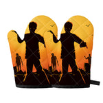 Halloween Walking Zombie Print Oven Mitts