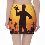 Halloween Walking Zombie Print Pencil Mini Skirt