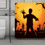 Halloween Walking Zombie Print Polyester Shower Curtain