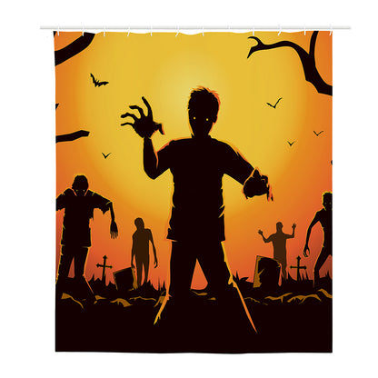 Halloween Walking Zombie Print Polyester Shower Curtain