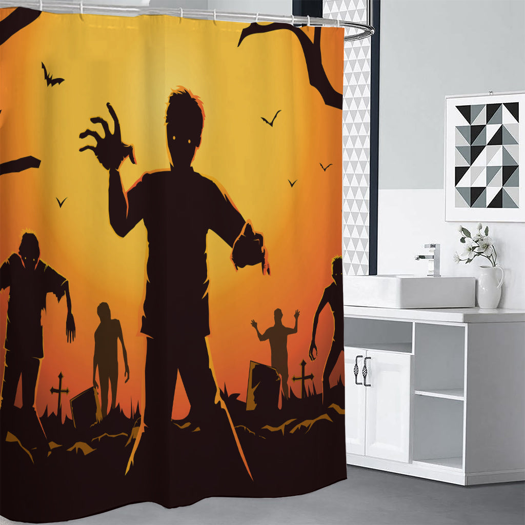 Halloween Walking Zombie Print Premium Shower Curtain