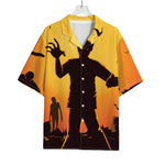 Halloween Walking Zombie Print Rayon Hawaiian Shirt