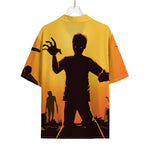 Halloween Walking Zombie Print Rayon Hawaiian Shirt