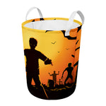 Halloween Walking Zombie Print Round Laundry Basket