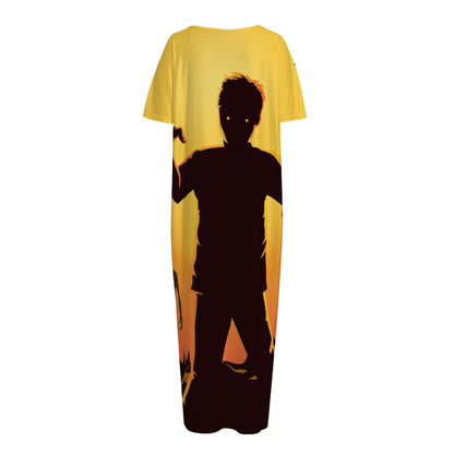 Halloween Walking Zombie Print Short Sleeve Long Nightdress
