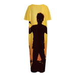 Halloween Walking Zombie Print Short Sleeve Long Nightdress