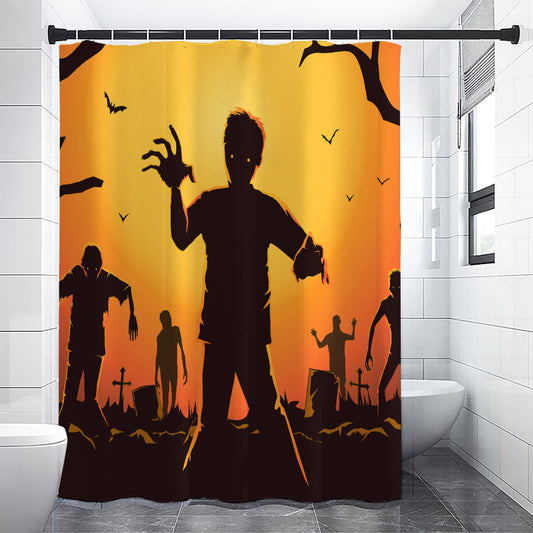 Halloween Walking Zombie Print Shower Curtain