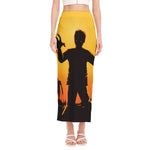 Halloween Walking Zombie Print Side Slit Maxi Skirt