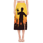Halloween Walking Zombie Print Side Slit Midi Skirt