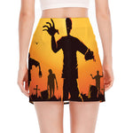 Halloween Walking Zombie Print Side Slit Mini Skirt