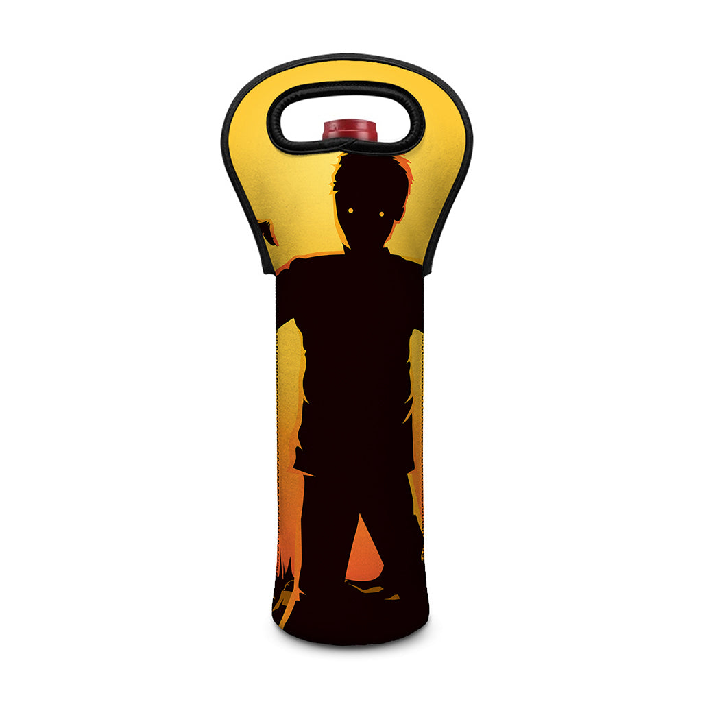Halloween Walking Zombie Print Single Neoprene Wine Tote