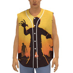 Halloween Walking Zombie Print Sleeveless Baseball Jersey