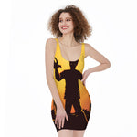 Halloween Walking Zombie Print Sleeveless Bodycon Dress