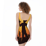 Halloween Walking Zombie Print Sleeveless Bodycon Dress