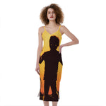 Halloween Walking Zombie Print Slim Fit Midi Cami Dress