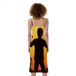 Halloween Walking Zombie Print Slim Fit Midi Cami Dress