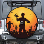 Halloween Walking Zombie Print Tire Cover With Camera Hole