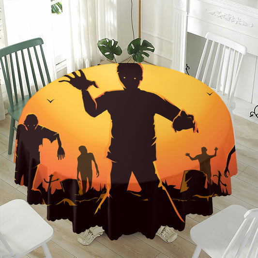 Halloween Walking Zombie Print Waterproof Round Tablecloth