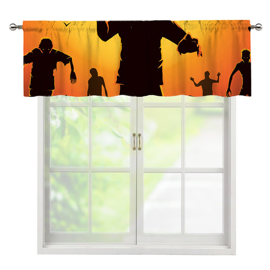 Halloween Walking Zombie Print Window Valance