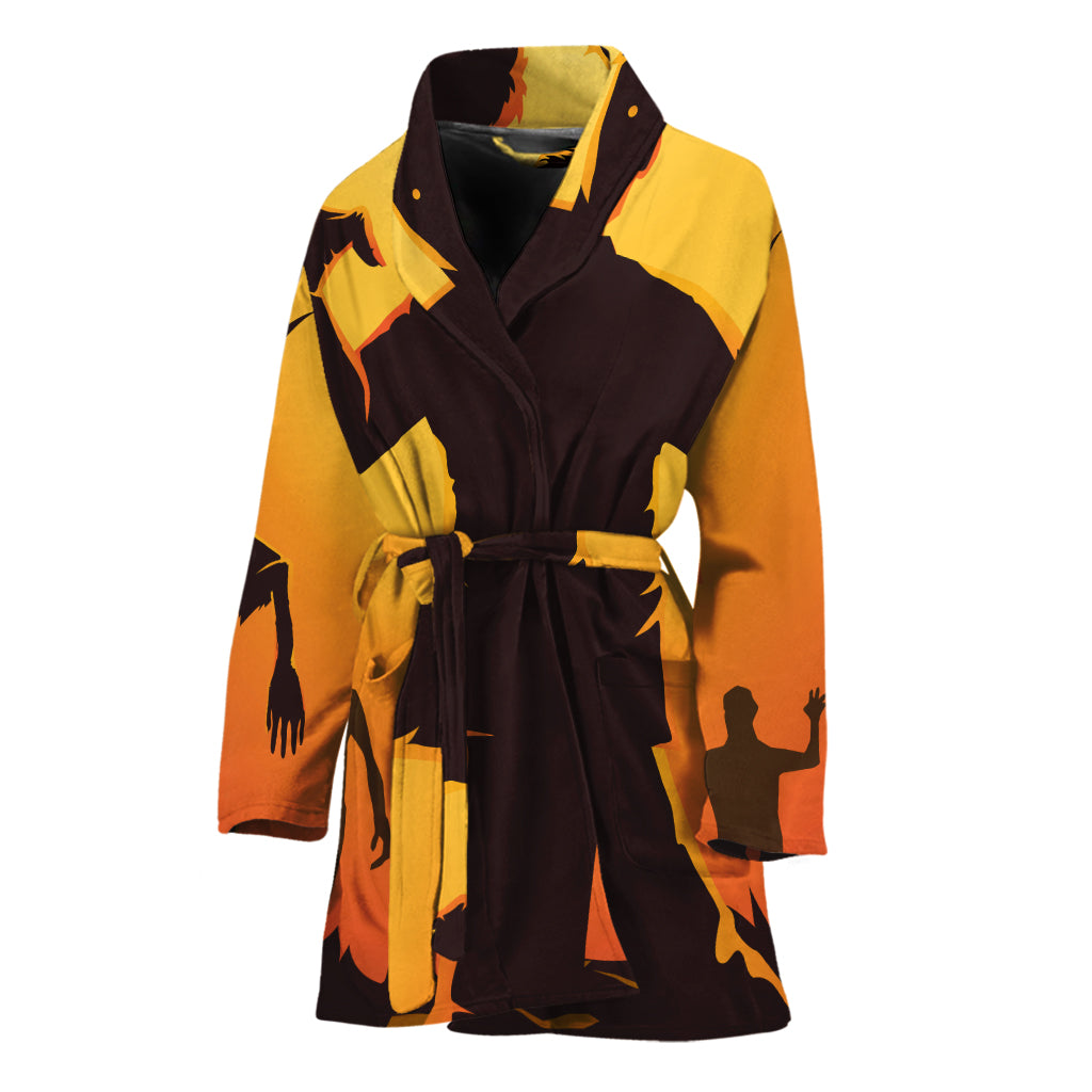 Halloween Walking Zombie Print Women's Bathrobe