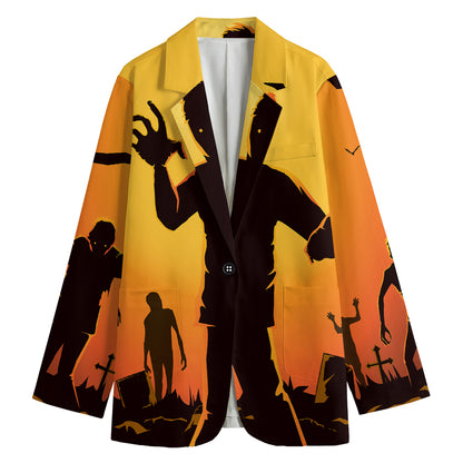 Halloween Walking Zombie Print Women's Blazer