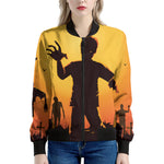 Halloween Walking Zombie Print Women's Bomber Jacket