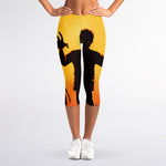 Halloween Walking Zombie Print Women's Capri Leggings