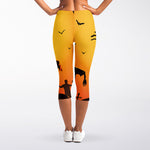 Halloween Walking Zombie Print Women's Capri Leggings