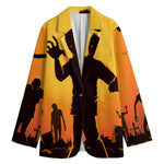 Halloween Walking Zombie Print Women's Cotton Blazer