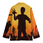 Halloween Walking Zombie Print Women's Cotton Blazer