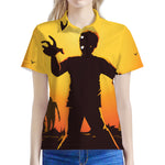 Halloween Walking Zombie Print Women's Polo Shirt