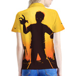 Halloween Walking Zombie Print Women's Polo Shirt