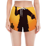 Halloween Walking Zombie Print Women's Split Running Shorts
