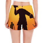 Halloween Walking Zombie Print Women's Split Running Shorts