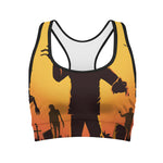 Halloween Walking Zombie Print Women's Sports Bra
