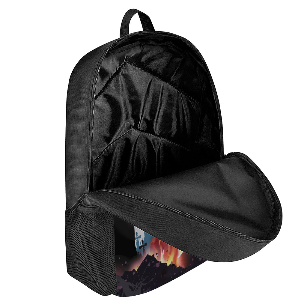 Halloween Witch And Cauldron Print 17 Inch Backpack