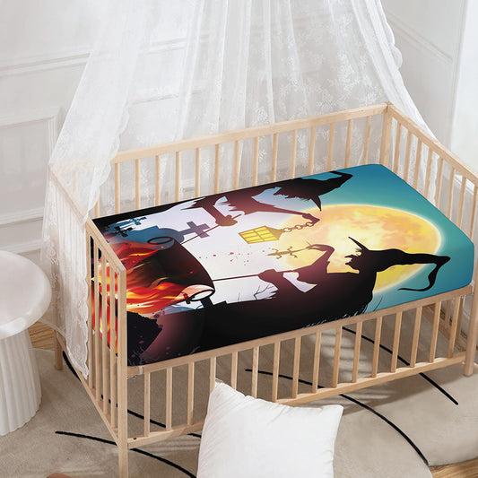 Halloween Witch And Cauldron Print Baby Crib Sheet