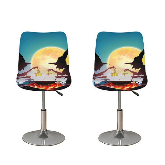 Halloween Witch And Cauldron Print Bar Stool Covers