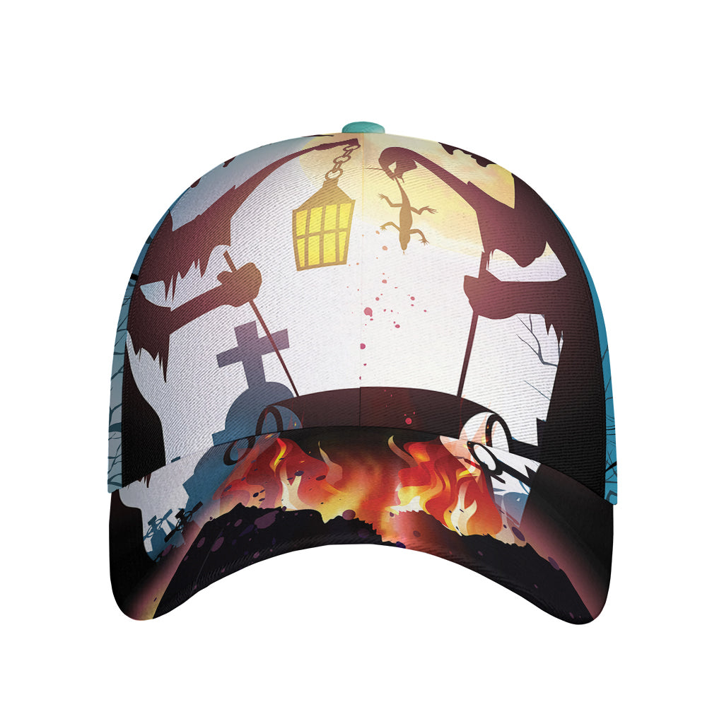 Halloween Witch And Cauldron Print Baseball Cap