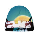 Halloween Witch And Cauldron Print Beanie