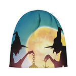 Halloween Witch And Cauldron Print Beanie