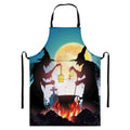 Halloween Witch And Cauldron Print Bib Apron With Pocket